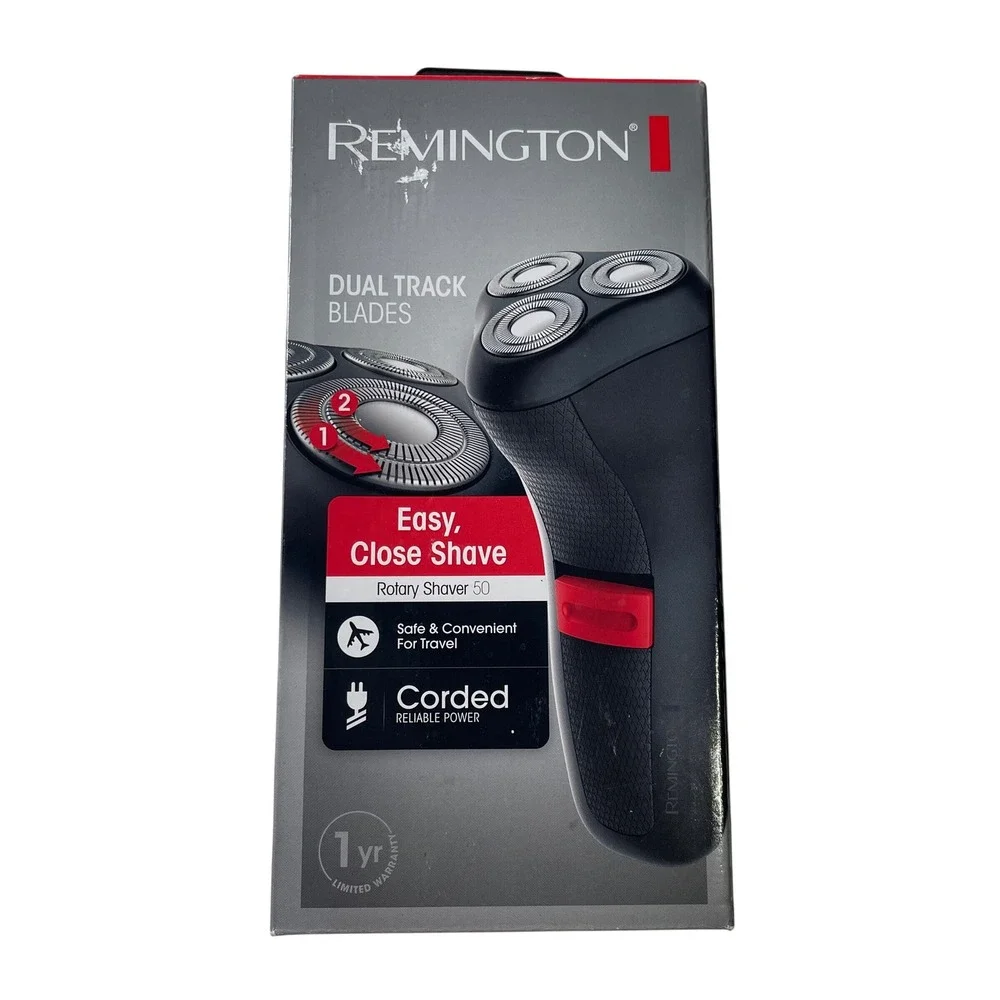 NEW Remington Mens Rotary Shaver 50 Black Corded Dual Track Blades R50 NIB